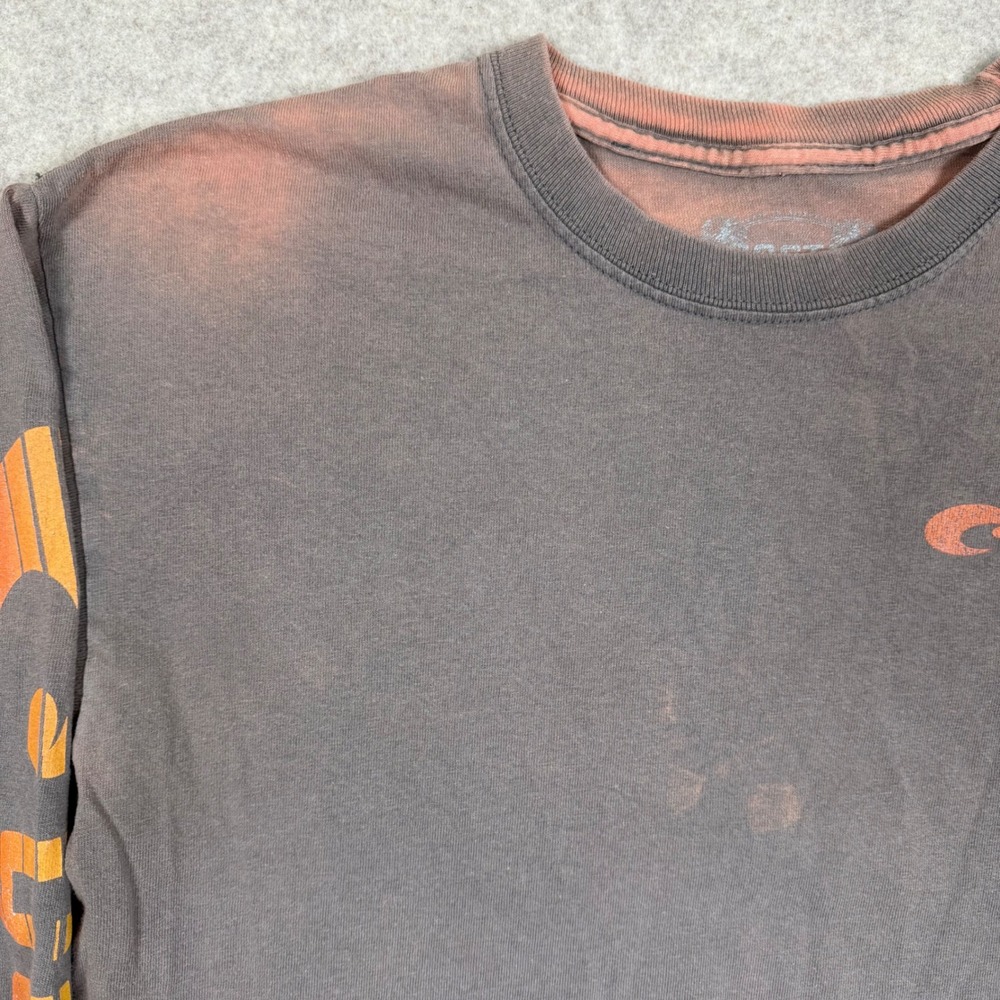Costa Retro Sun Bleached LS Shirt M Fishing Gray Orange Faded Coastal Skater - Picture 6 of 13